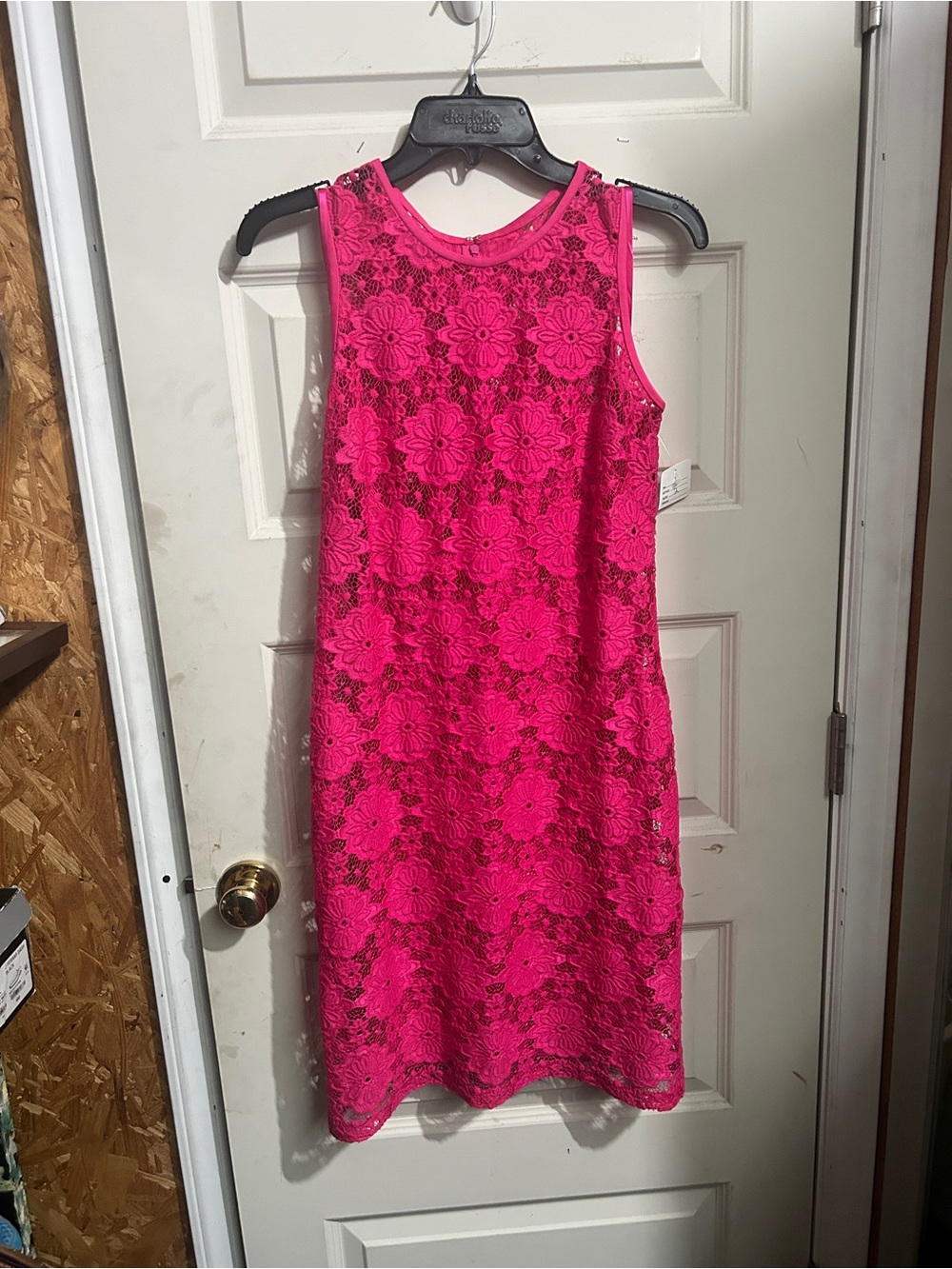 Nine West Bright Pink Floral Lace Midi Dress